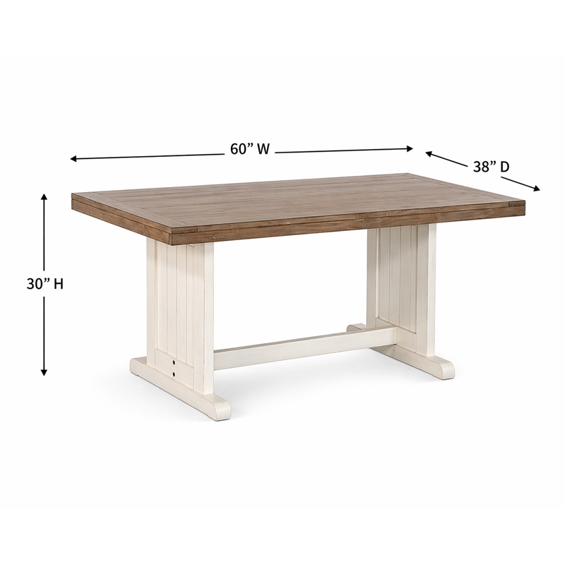 Pemberly Row Rectangular Wood Dining Table in White and Brown