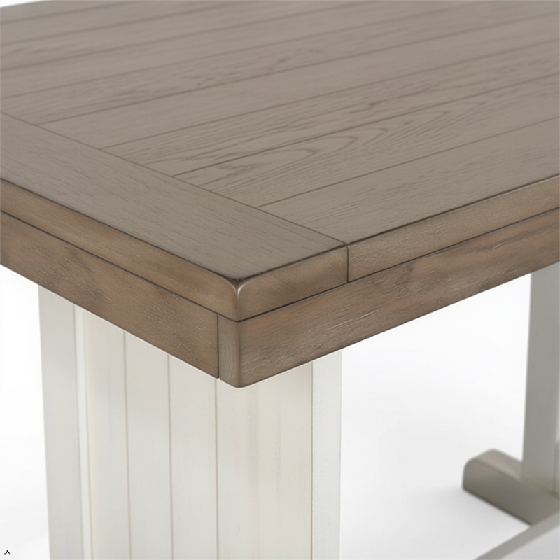 Pemberly Row Rectangular Wood Dining Table in White and Brown
