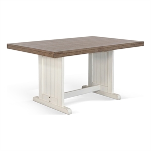 Pemberly Row Rectangular Wood Dining Table in White and Brown