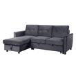 Pemberly Row Gray Velvet Reversible Sleeper Sectional Sofa with Storage Chaise