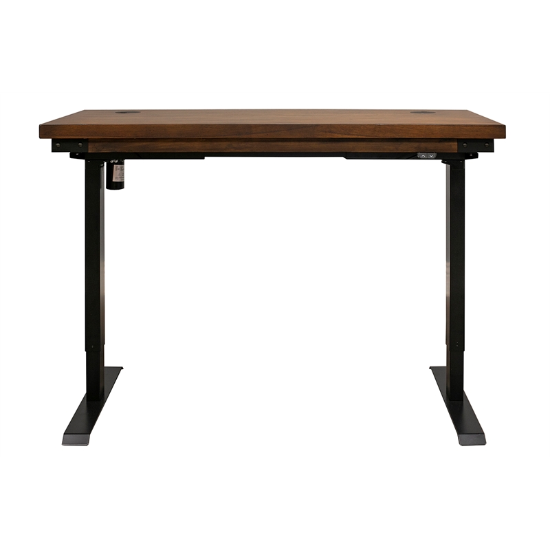 Pemberly Row Rustic Brown Electric Sit/Stand Desk Height Adjustable Wood Table