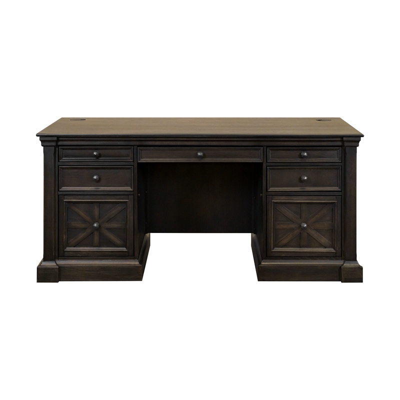 Pemberley Row Wood Dark Brown Executive Desk Double Pedestal Rectangular 66