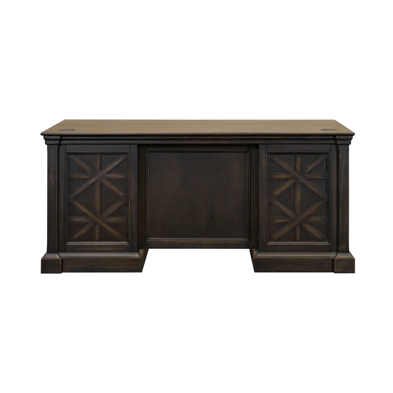 Pemberley Row Wood Dark Brown Executive Desk Double Pedestal Rectangular 66