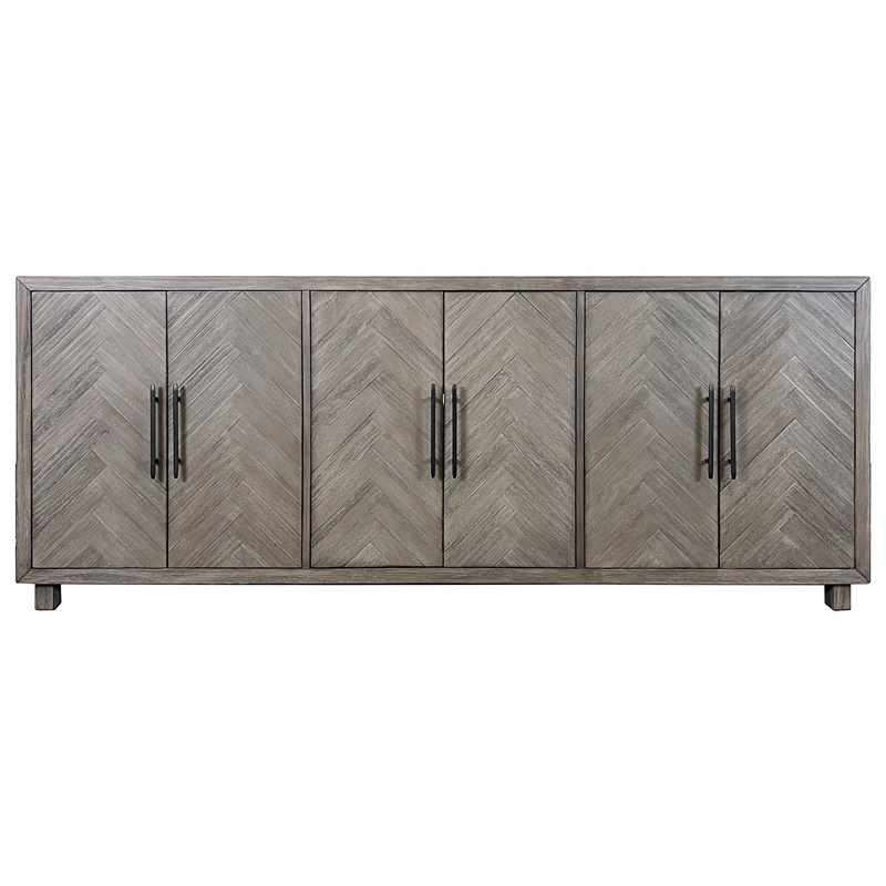 Pemberly Row 6-Door Wood TV Console Entertainment Stand Fully Assembled in Gray