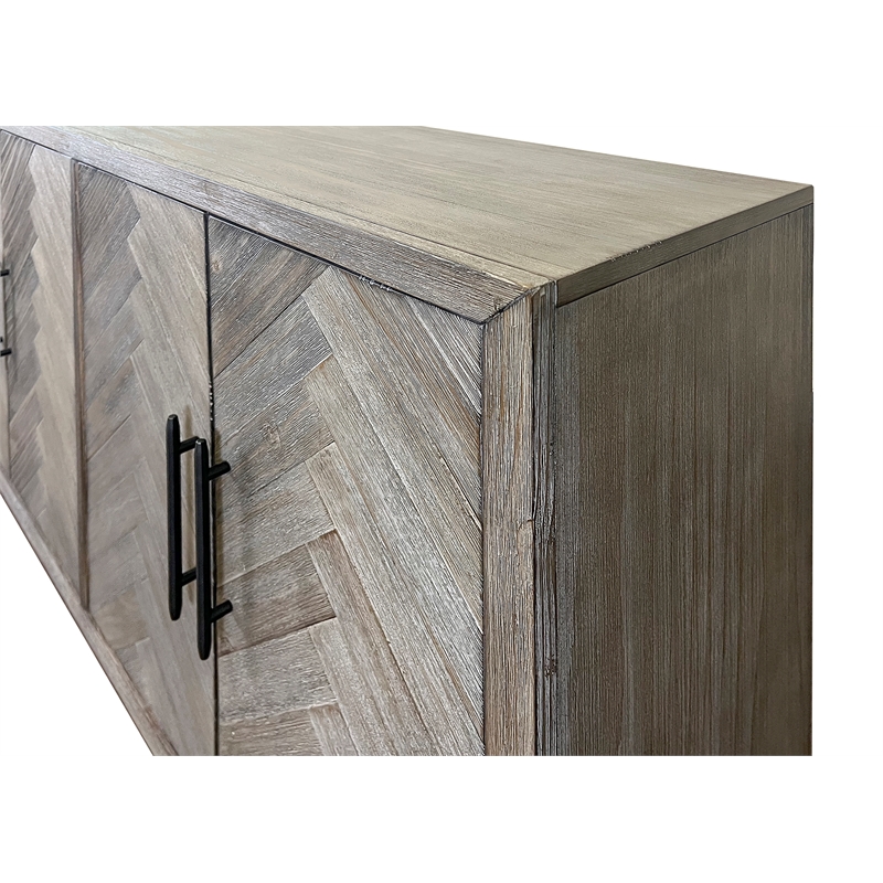 Pemberly Row 6-Door Wood TV Console Entertainment Stand Fully Assembled in Gray