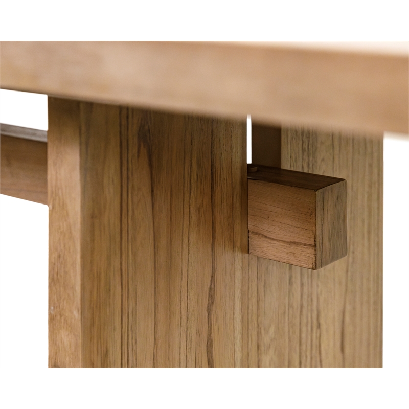 Pemberly Row Coastal Wood Kitchen Dining Table in Brown Wood