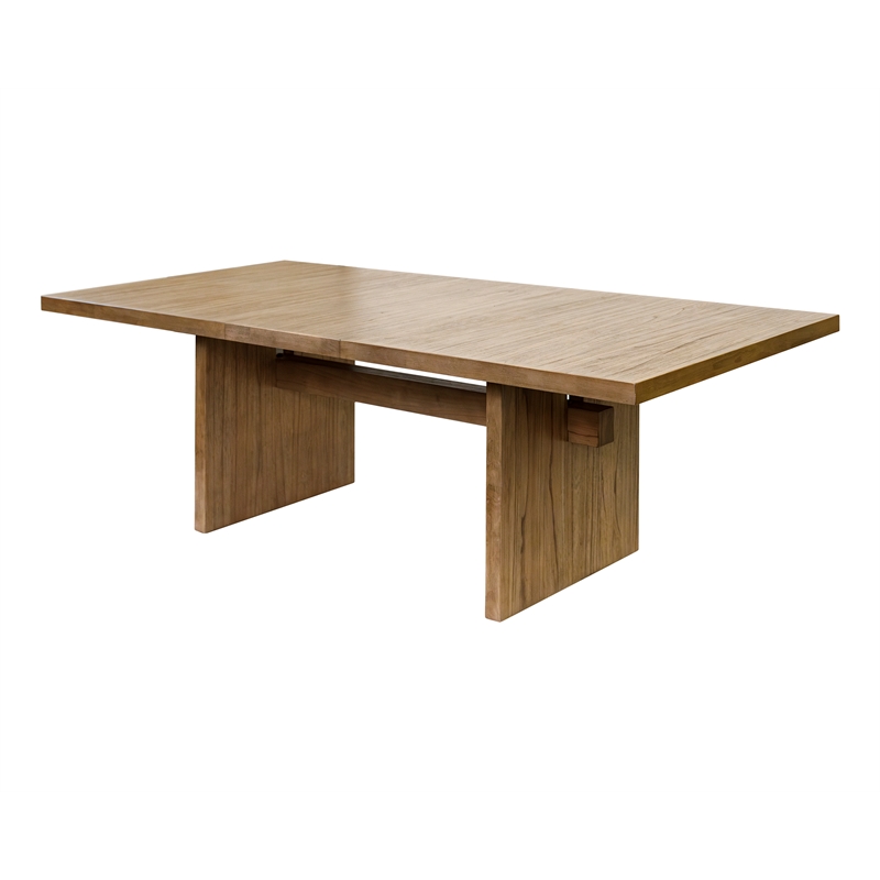 Pemberly Row Coastal Wood Kitchen Dining Table in Brown Wood