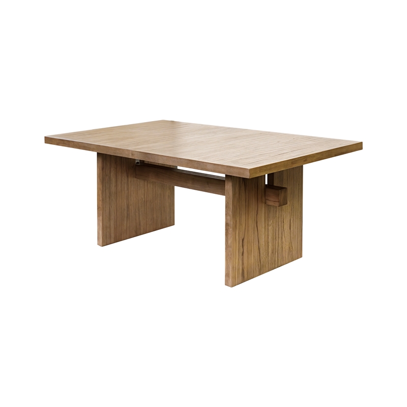Pemberly Row Coastal Wood Kitchen Dining Table in Brown Wood