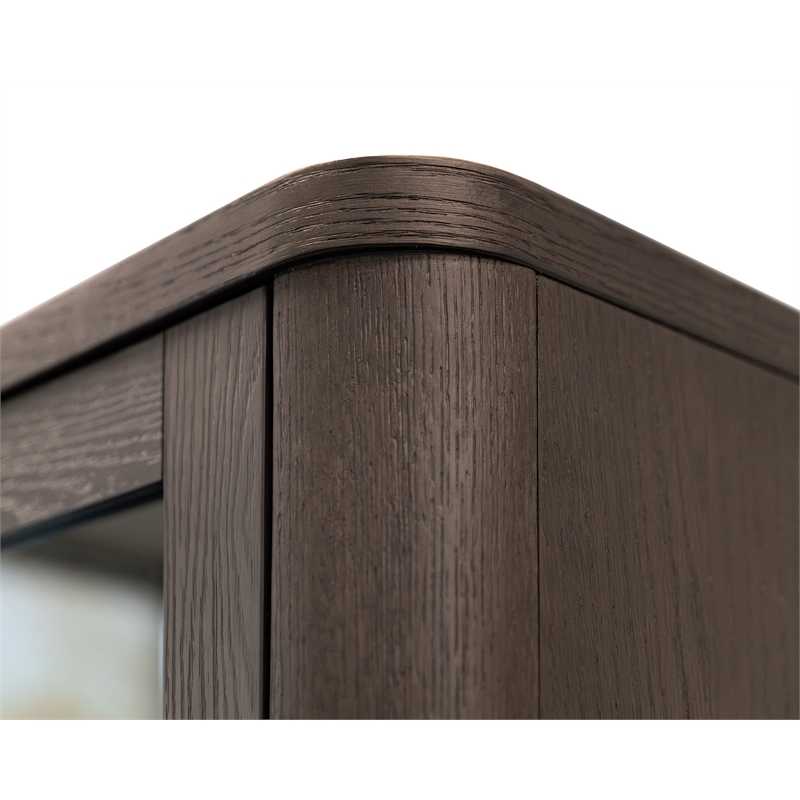 Pemberly Row Contemporary Wood Dining Display Cabinet Fully Assembled in Brown