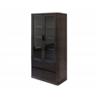 Pemberly Row Contemporary Wood Dining Display Cabinet Fully Assembled in Brown