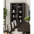 Pemberly Row Contemporary Wood Dining Display Cabinet Fully Assembled in Brown