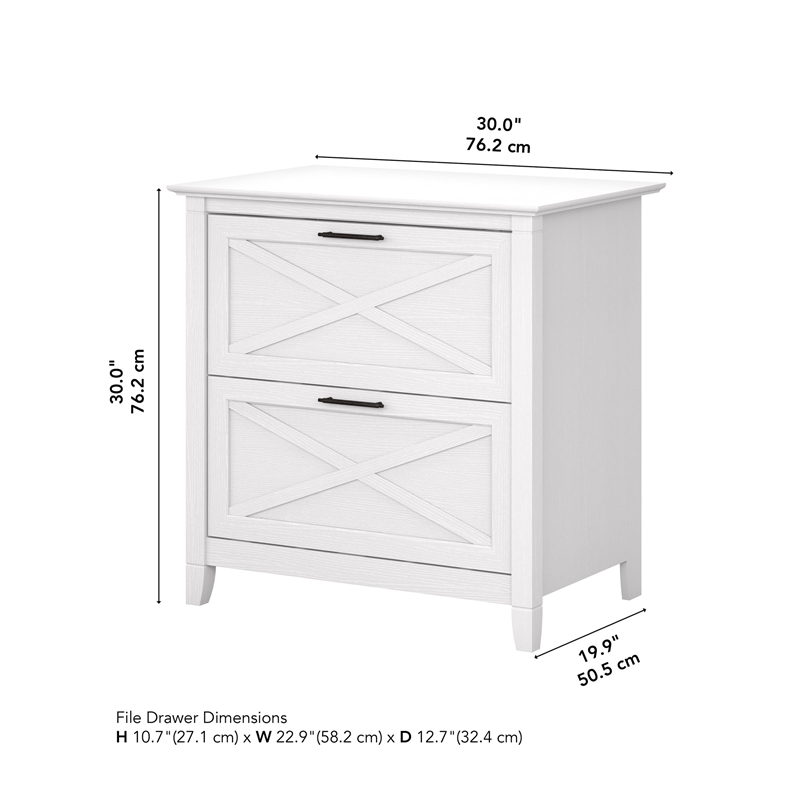 Pemberly Row Contemporary Wood 2-Drawer File Cabinet in Pure White Oak