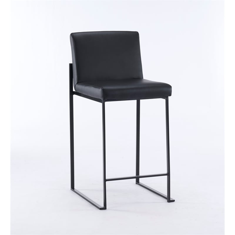 Pemberly Row Contemporary Set of 3 Stackable Barstools in Black