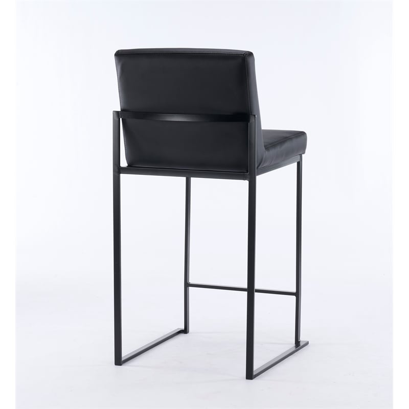 Pemberly Row Contemporary Set of 3 Stackable Barstools in Black