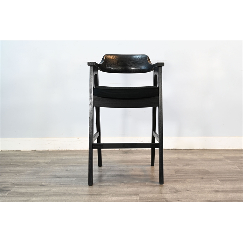 Pemberly Row Contemporary Wood Black Finish Bar Stools (Set of 2)
