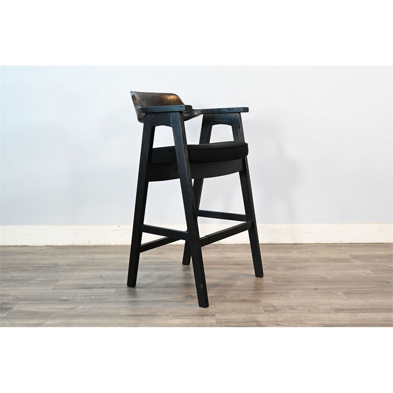 Pemberly Row Contemporary Wood Black Finish Bar Stools (Set of 2)