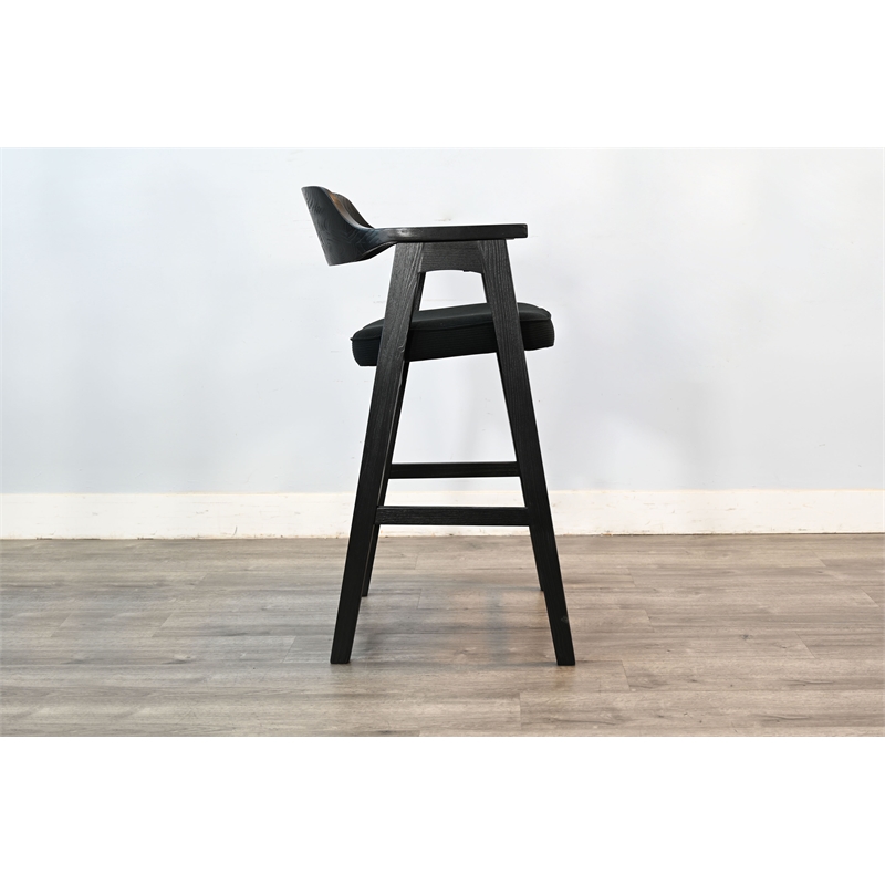 Pemberly Row Contemporary Wood Black Finish Bar Stools (Set of 2)