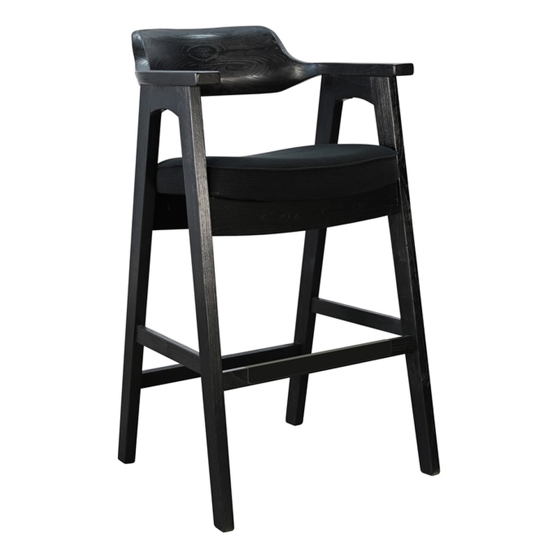 Pemberly Row Contemporary Wood Black Finish Bar Stools (Set of 2)