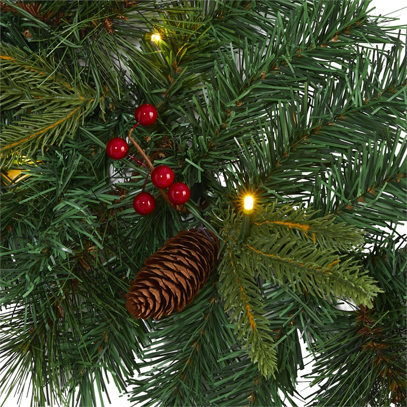 Pemberly Row 6ft Mixed Pine Christmas Garland with 35 Clear LED Lights