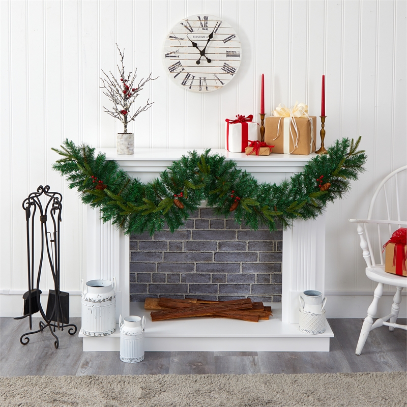 Pemberly Row 6ft Mixed Pine Christmas Garland with 35 Clear LED Lights