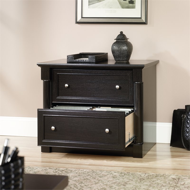 Pemberly Row Set of 2 Wood 2-Drawer Lateral File Cabinet & Executive Desk