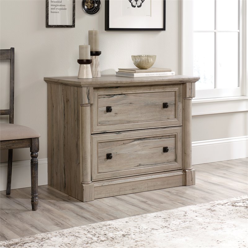 Pemberly Row Set of 3 Split Oak Bookcase & Lateral File Cabinet & Executive Desk