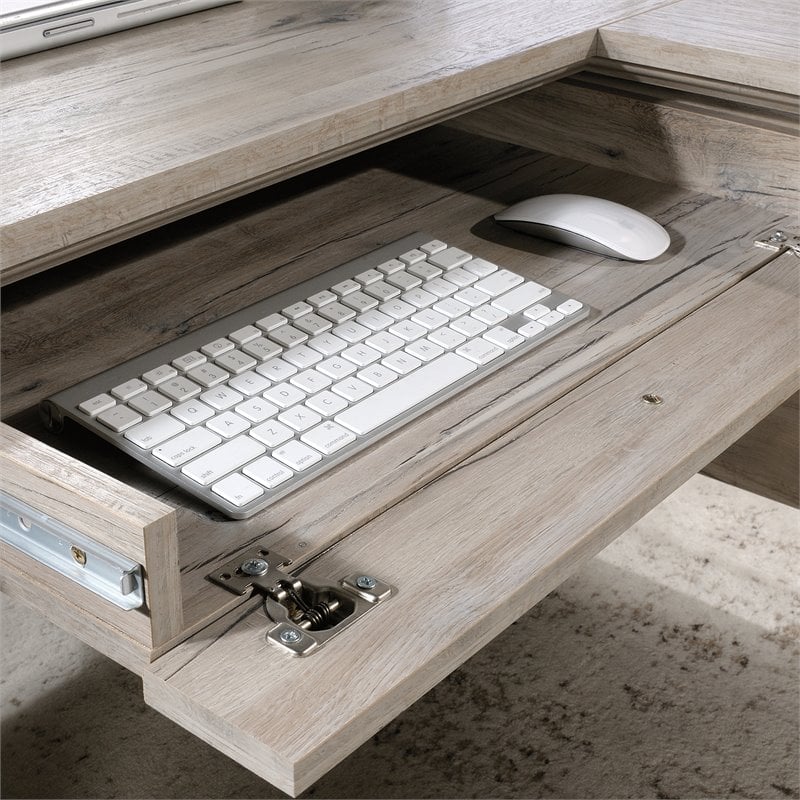 Pemberly Row Set of 2 Wood 3-Shelf Bookcase & L-Shaped Computer Desk - Split Oak