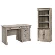 Pemberly Row Set of 2 Wood 3-Shelf Bookcase & Computer Desk in Split Oak
