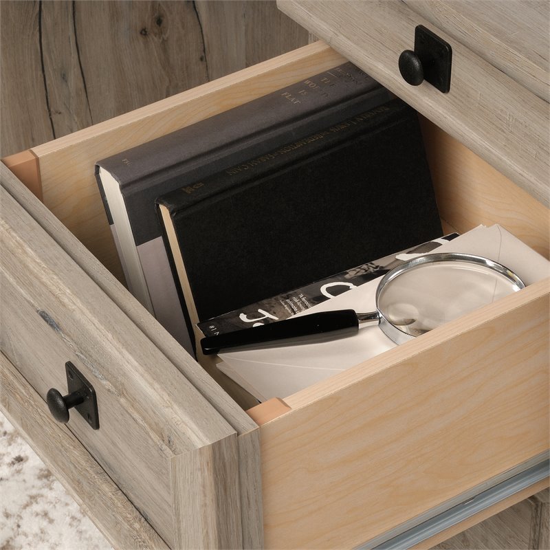 Pemberly Row Set of 2 2-Drawer Lateral File Cabinet & Executive Desk - Split Oak