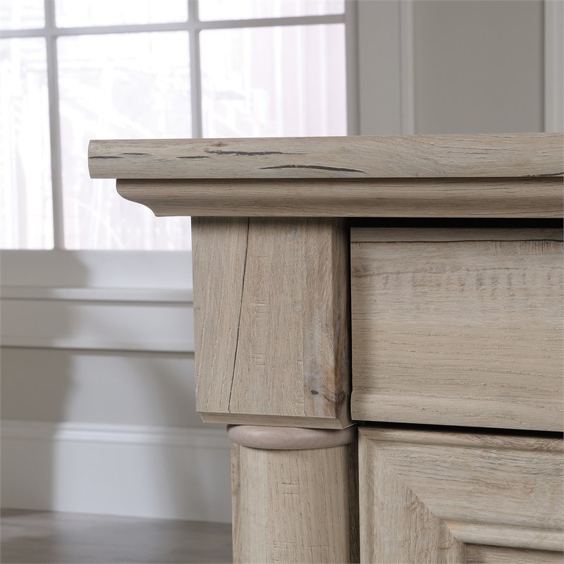 Pemberly Row Set of 2 2-Drawer Lateral File Cabinet & Executive Desk - Split Oak
