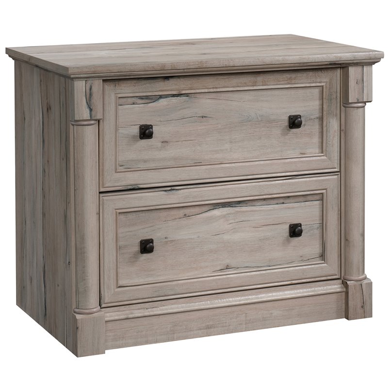 Pemberly Row Set of 2 Wood Lateral File Cabinet & Computer Desk in Split Oak