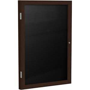 Pemberly Row Vinyl 36&quot x 24&quot 1 Door Enclosed Flannel Letterboard in Black