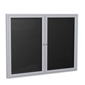 Pemberly Row Vinyl 36&quotx48&quot 2 Door Enclosed Headliner Flannel Letterboard - Black