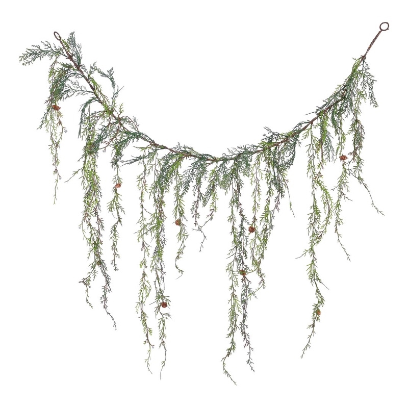 Pemberly Row 4' Weeping Cedar Artificial Christmas Garland in Green