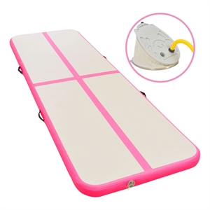 Pemberly Row 275.6&quotx39.4&quotx3.9&quot Inflatable Gymnastics Mat with PVC Pump in Pink