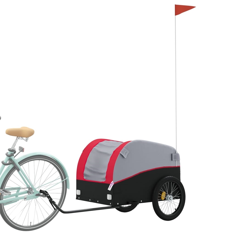 Pemberly Row Sturdy 99.2 lb Iron Bike Trailer in Black and Red