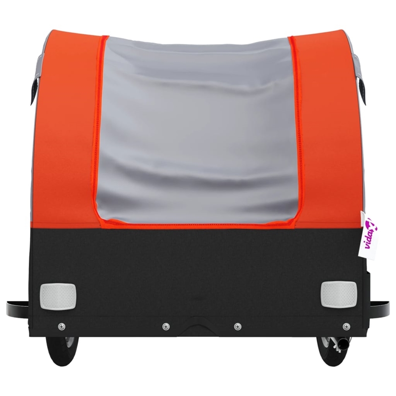 Pemberly Row Sturdy 99.2 lb Iron Bike Trailer in Black and Orange