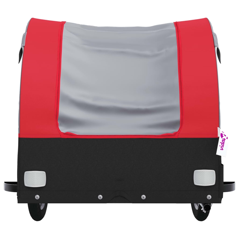 Pemberly Row Sturdy 99.2 lb Iron Bike Trailer in Black and Red