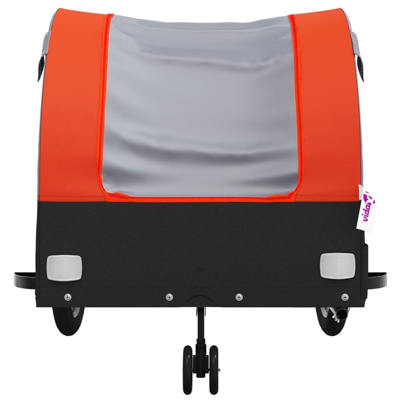 Pemberly Row Sturdy 99.2 lb Iron Bike Trailer in Black and Orange