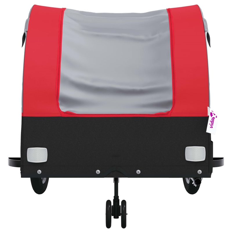 Pemberly Row Sturdy 99.2 lb Iron Bike Trailer in Black and Red