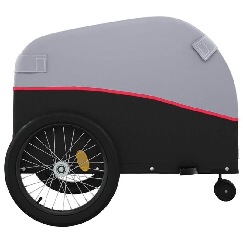 Pemberly Row Sturdy 99.2 lb Iron Bike Trailer in Black and Red