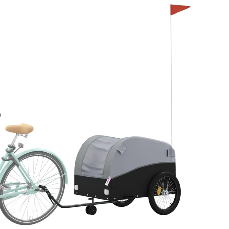 Pemberly Row Sturdy 99.2 lb Iron Bike Trailer in Black and Gray