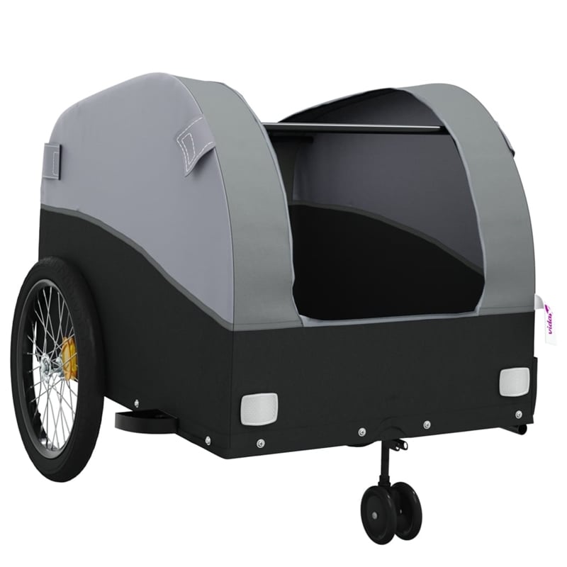 Pemberly Row Sturdy 99.2 lb Iron Bike Trailer in Black and Gray