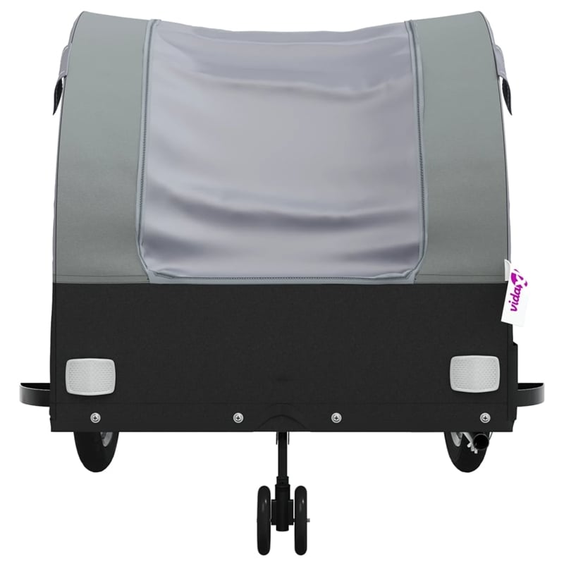 Pemberly Row Sturdy 99.2 lb Iron Bike Trailer in Black and Gray