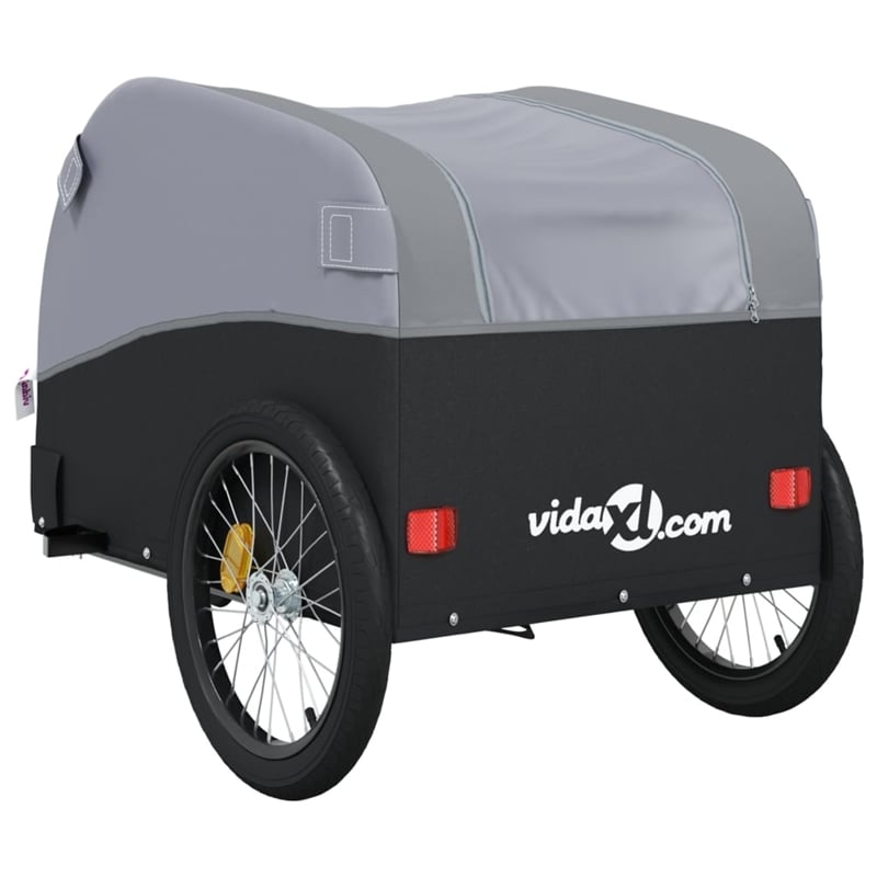 Pemberly Row Sturdy 99.2 lb Iron Bike Trailer in Black and Gray