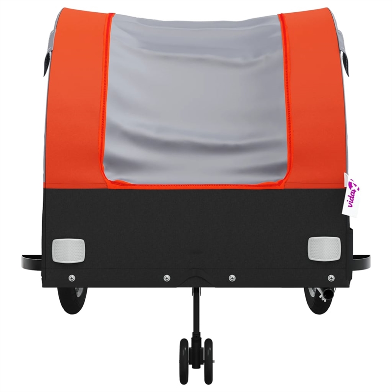 Pemberly Row Sturdy 99.2 lb Iron Bike Trailer in Black and Orange