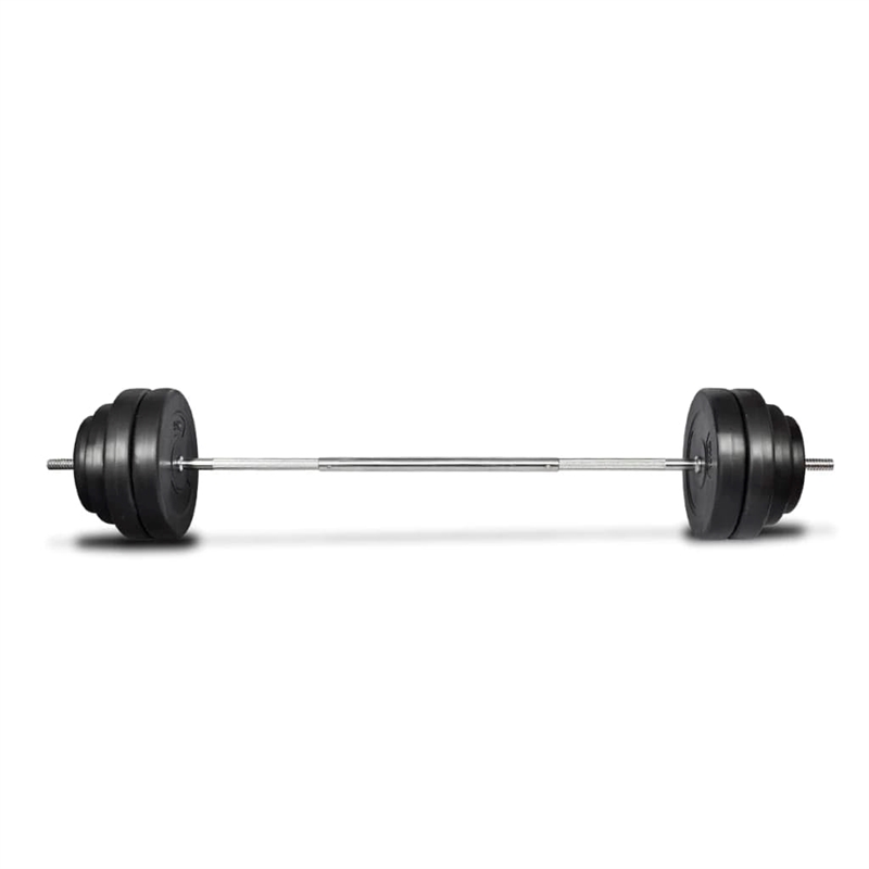 Pemberly Row straight Barbell With Eight Plates Set in Black