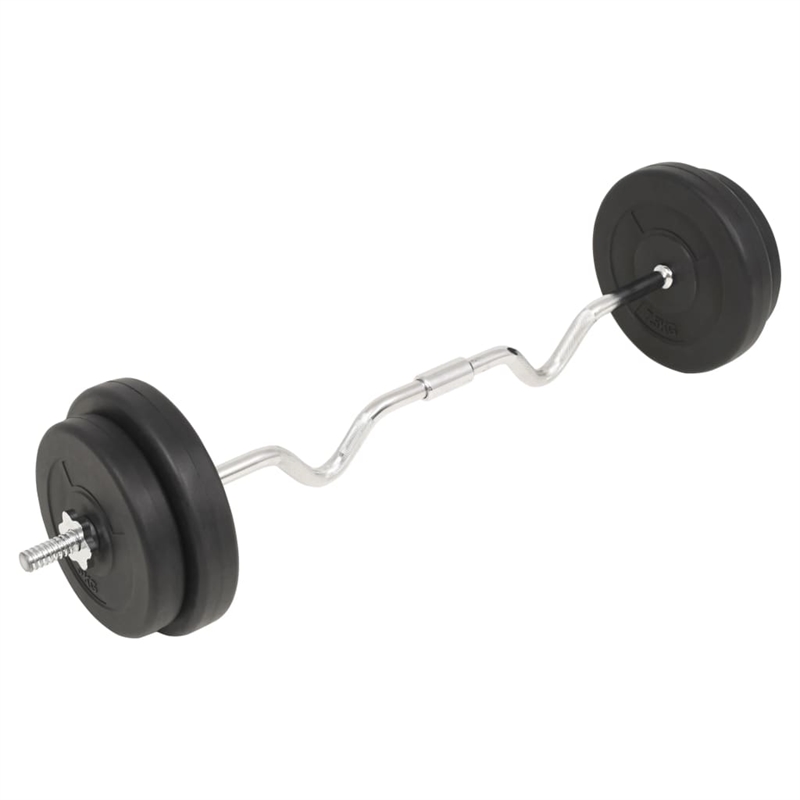 Pemberly Row Versatile 66.1lbs Barbell Set in Black - Star Locks Included