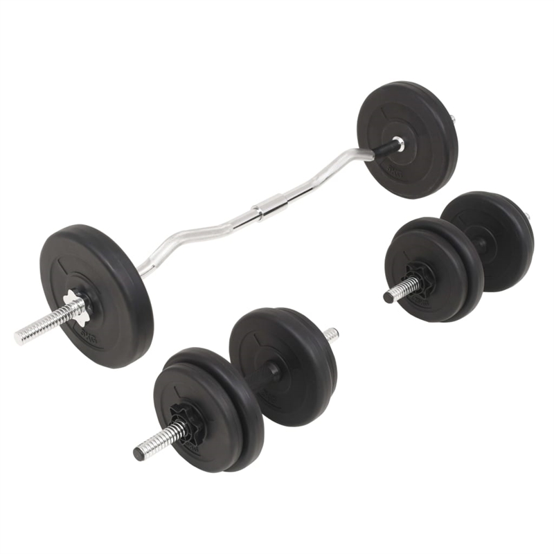 Pemberley Row Cement Steel Black Barbell Dumbbell Set 66.1lb