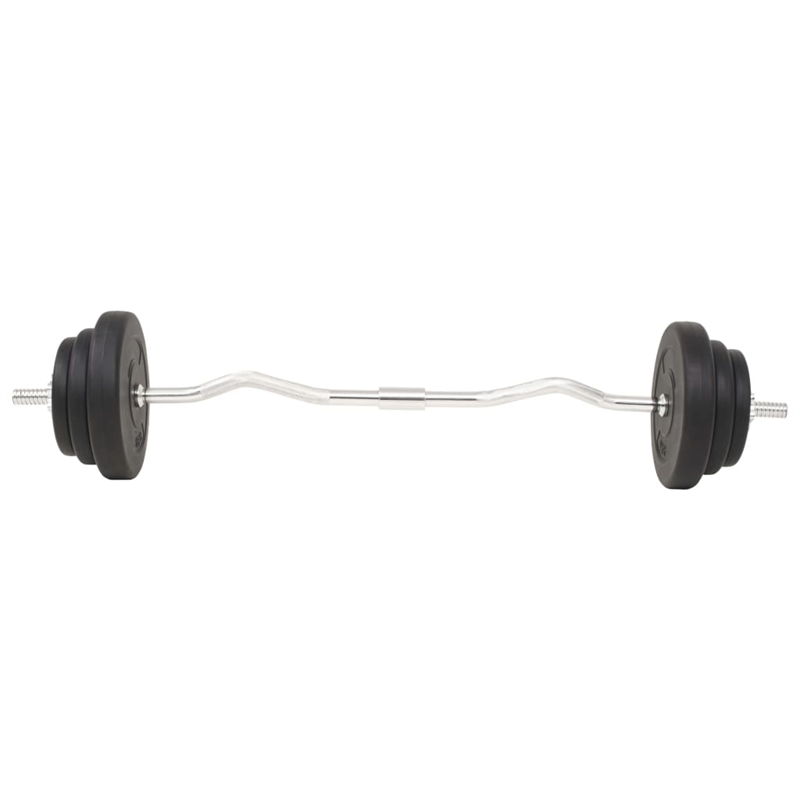 Pemberley Row Cement Steel Black Barbell Dumbbell Set 66.1lb